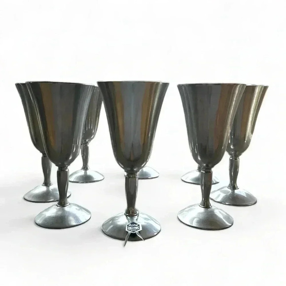 Vintage Silverstone Goblets Chalices by Plator Spain Set of 8 - Picture 2 of 4